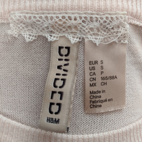 Pink long sleeve shirt with lace trim detail – H&M - Picture 5 of 6